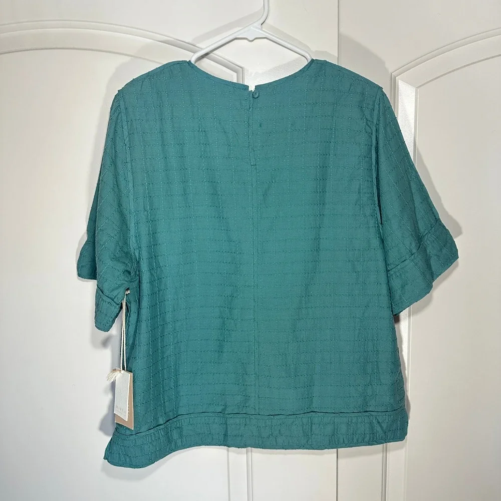 NWT MIRTH Field Top & Shorts Set Womens Small Teal Stitch Cotton Handmade Boho - Picture 7 of 11